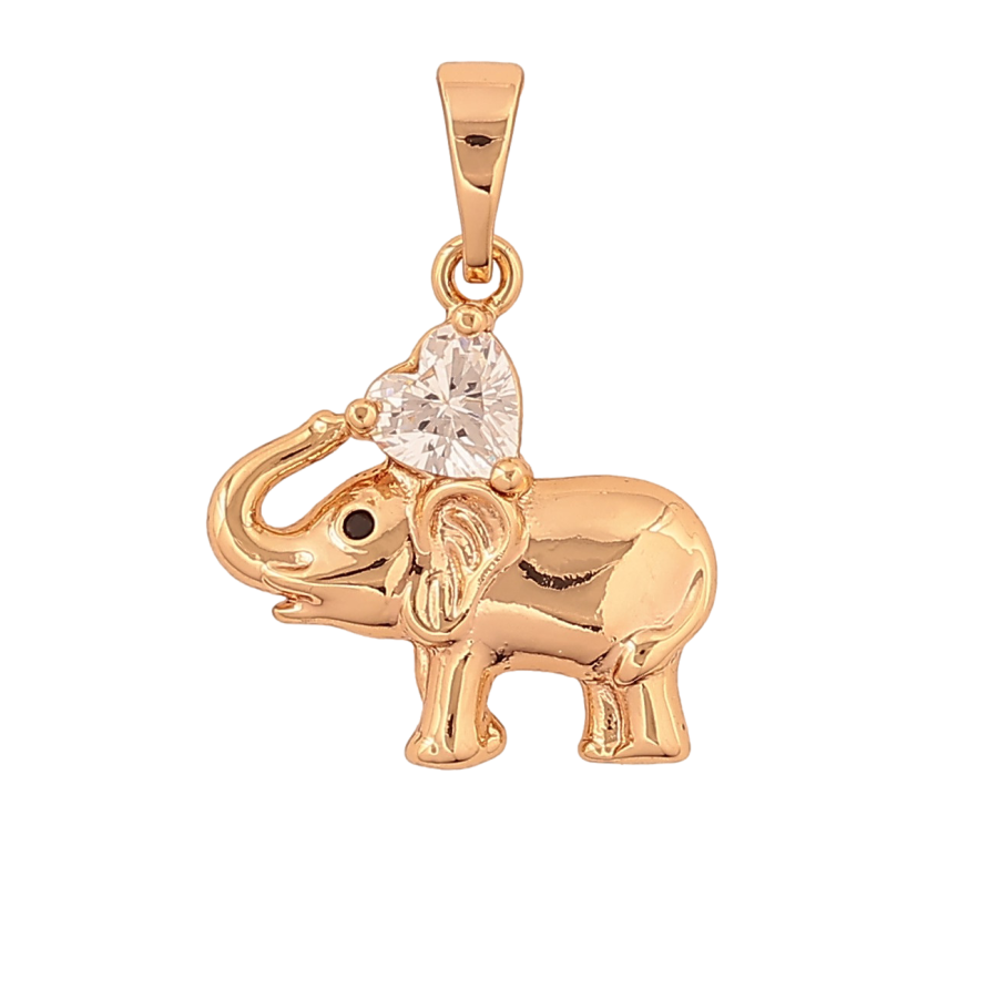 Кулон Xuping колір Позолота 18K "Слон з кристальним серцем" для ланцюжка до 5мм фото №1