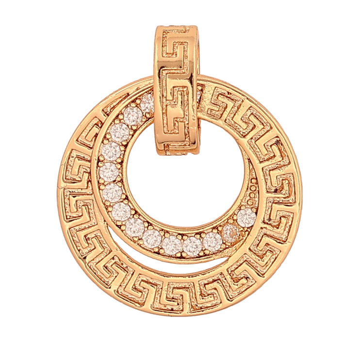 Кулон Xuping цвет Позолота 18K "Кольца с греческим орнаментом и кристаллами" для цепочки до 5мм фото №10