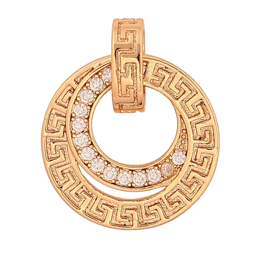 Кулон Xuping цвет Позолота 18K "Кольца с греческим орнаментом и кристаллами" для цепочки до 5мм фото №1