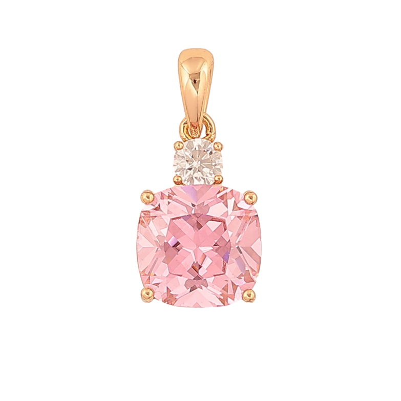 Кулон Xuping цвет Позолота 18К "Розовый кристалл" для цепочки до 4мм фото №3
