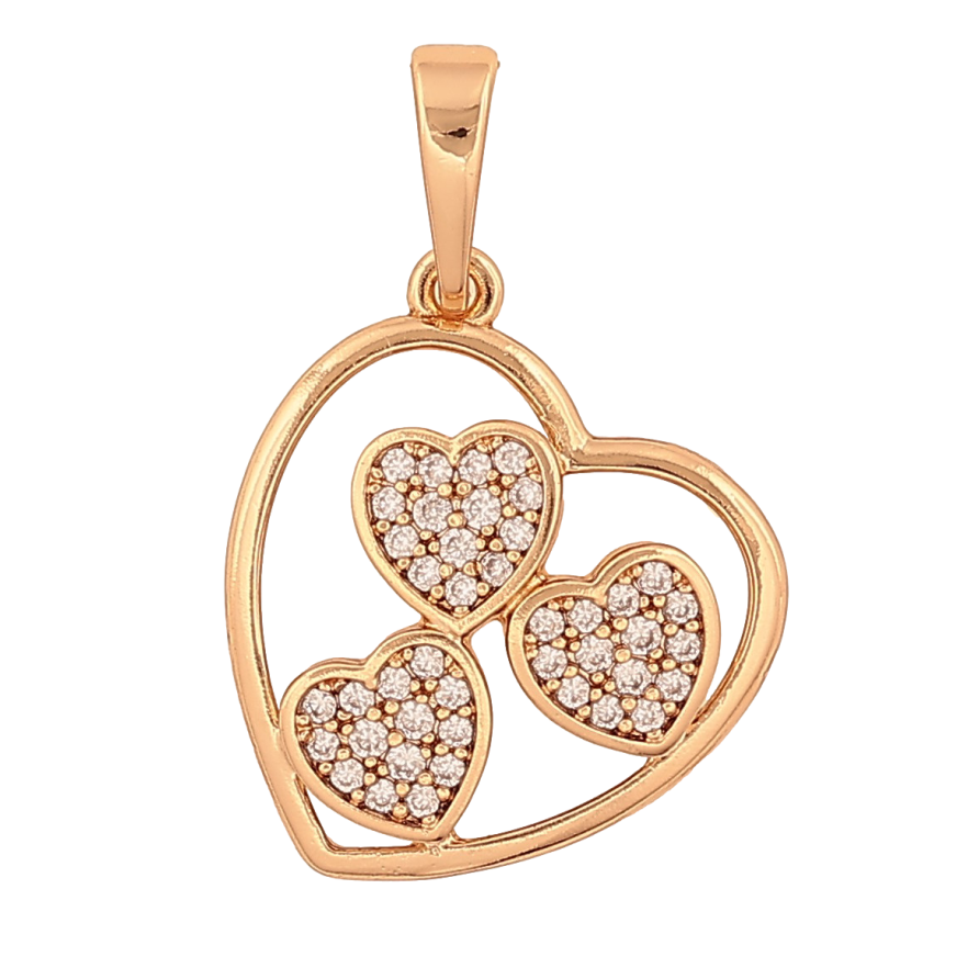 Кулон Xuping колір Позолота 18К "Сердечка з кристалами" для ланцюжка до 6мм фото №1 Кулон Xuping колір Позолота 18К "Сердечка з кристалами" для ланцюжка до 6мм фото №1