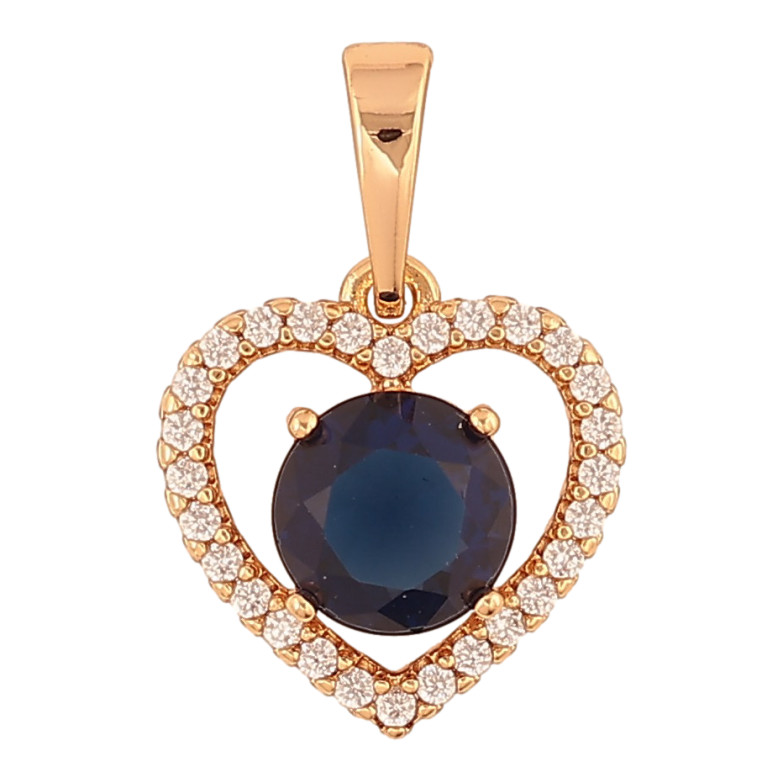 Кулон Xuping колір Позолота 18K "Серце з синім кристалом" для ланцюжка до 6мм фото №1