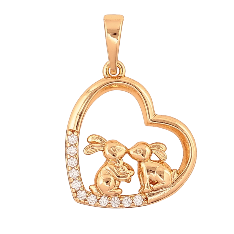 Кулон Xuping цвет Позолота 18К "Сердечко с зайчатами" для цепочки до 6мм фото №1