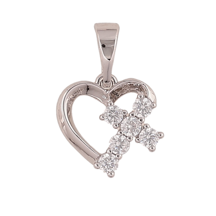 Кулон Xuping колір Родій "Серце з кристальним серцем" для ланцюжка до 5мм фото №7