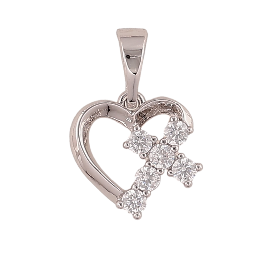 Кулон Xuping колір Родій "Серце з кристальним серцем" для ланцюжка до 5мм фото №1 Кулон Xuping колір Родій "Серце з кристальним серцем" для ланцюжка до 5мм фото №1