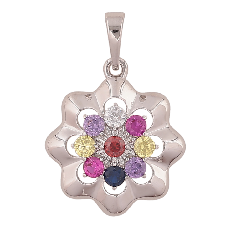 Кулон Xuping цвет Родий "Цветочек с разноцветными кристаллами" для цепочки до 6мм фото №23