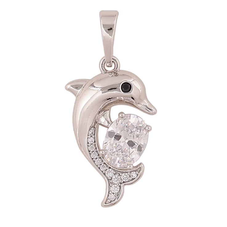 Кулон Xuping колір Родій "Дельфін з кристалом" для ланцюжка до 6мм фото №17