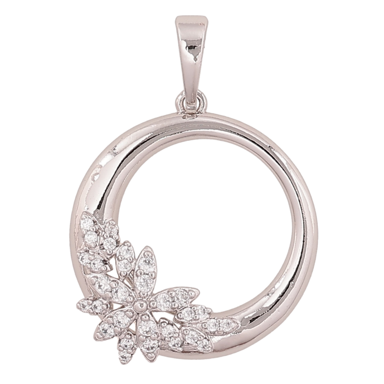 Кулон Xuping цвет Родий "Кольцо с кристальным узором" для цепочки до 6мм фото №1