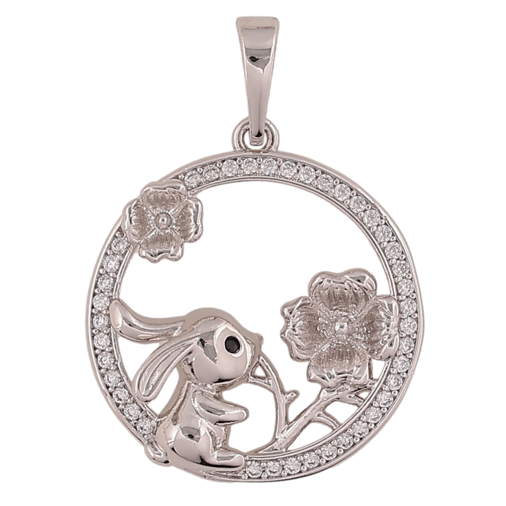 Кулон Xuping колір Родій "Зайчик з квіточкою" для ланцюжка до 6мм фото №9