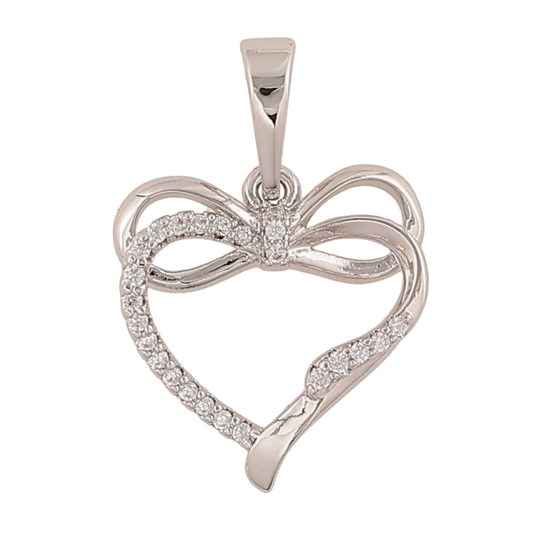 Кулон Xuping цвет Родий "Сердечко с бантом" для цепочки до 6мм фото №1 Кулон Xuping цвет Родий "Сердечко с бантом" для цепочки до 6мм фото №1