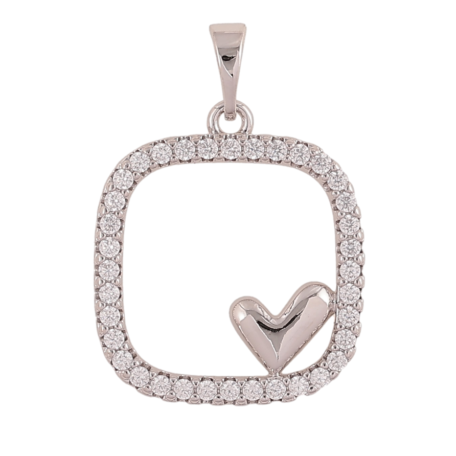 Кулон Xuping цвет Родий "Квадрат с сердечком" для цепочки до 5мм фото №1 Кулон Xuping цвет Родий "Квадрат с сердечком" для цепочки до 5мм фото №1