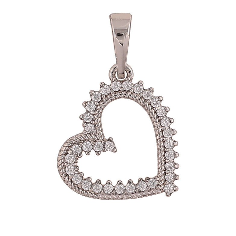 Кулон Xuping колір Родій "Серце з кристалами" для ланцюжка до 6мм фото №1 Кулон Xuping колір Родій "Серце з кристалами" для ланцюжка до 6мм фото №1