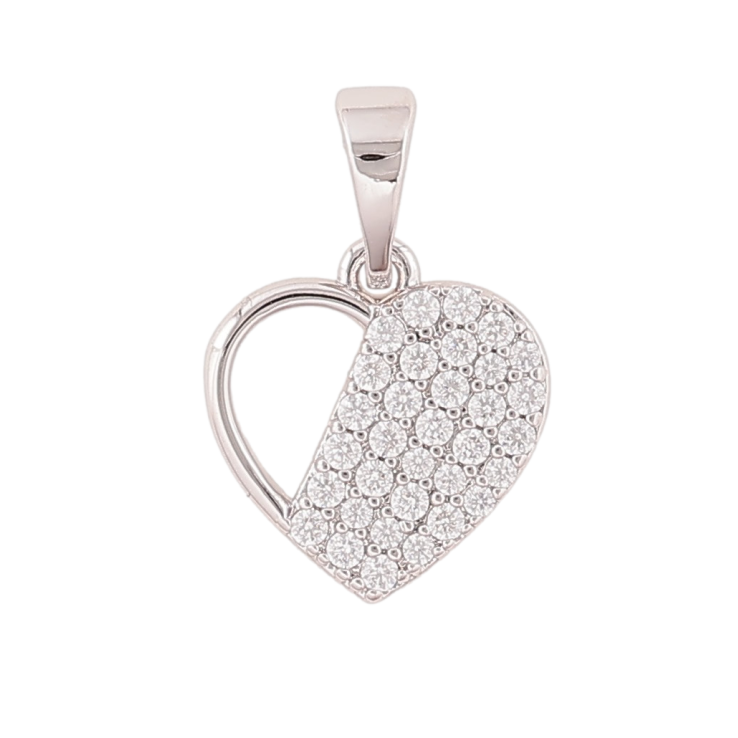 Кулон Xuping колір Родій "Серце з інкрустацією кристалами" для ланцюжка до 5мм фото №7