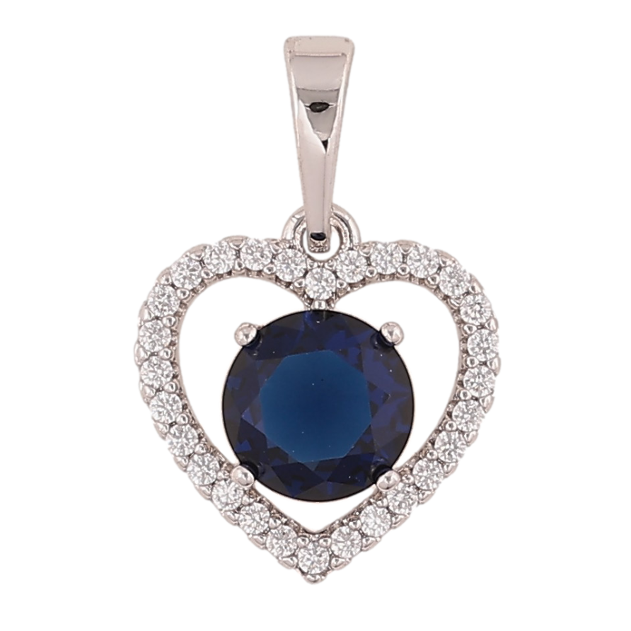 Кулон Xuping колір Родій "Серце з синім кристалом" для ланцюжка до 6мм фото №1