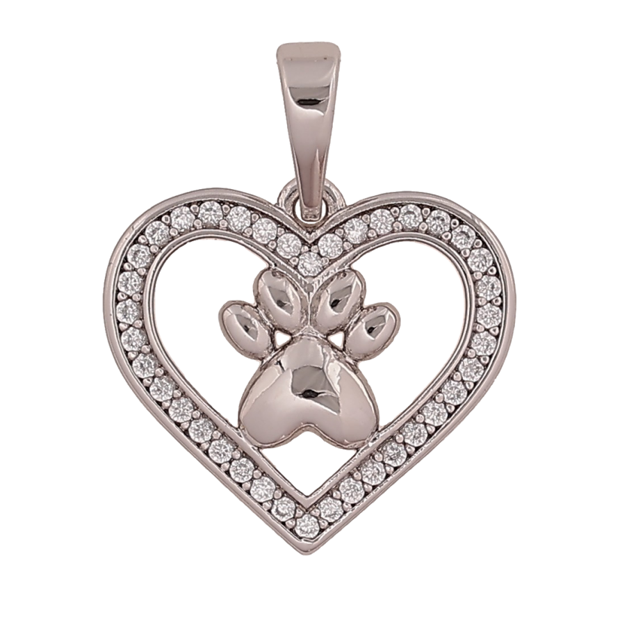 Кулон Xuping цвет Родий "Сердечко с лапкой" для цепочки до 6мм фото №1