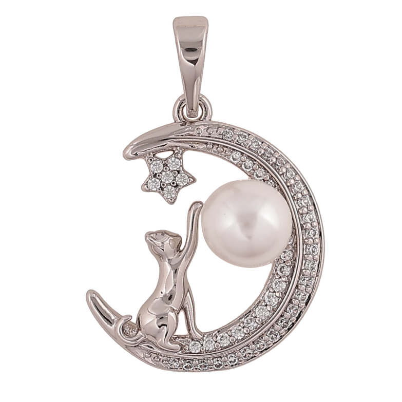 Кулон Xuping цвет Родий "Котик в полумесяце" для цепочки до 6мм фото №1 Кулон Xuping цвет Родий "Котик в полумесяце" для цепочки до 6мм фото №1