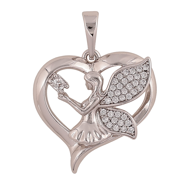 Кулон Xuping цвет Родий "Фея с сердечком" для цепочки до 6мм фото №1 Кулон Xuping цвет Родий "Фея с сердечком" для цепочки до 6мм фото №1