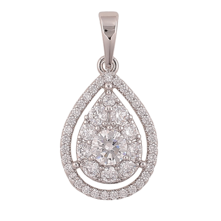 Кулон Xuping цвет Родий "Капелька с инкрустацией кристаллами" для цепочки до 6мм фото №18