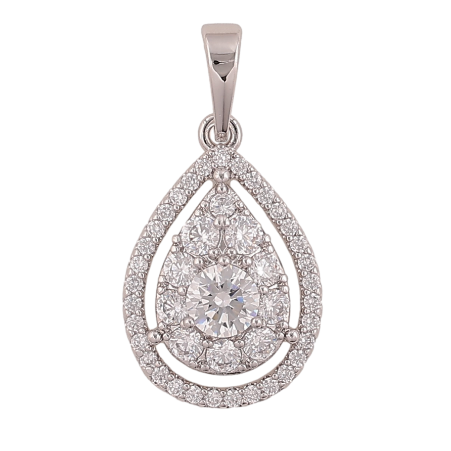 Кулон Xuping цвет Родий "Капелька с инкрустацией кристаллами" для цепочки до 6мм фото №1