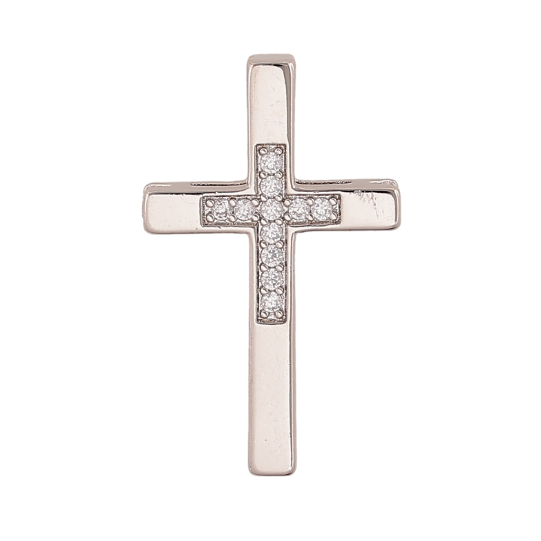Кулон Xuping цвет Родий "Крест с кристаллами" для цепочки до 2мм фото №1