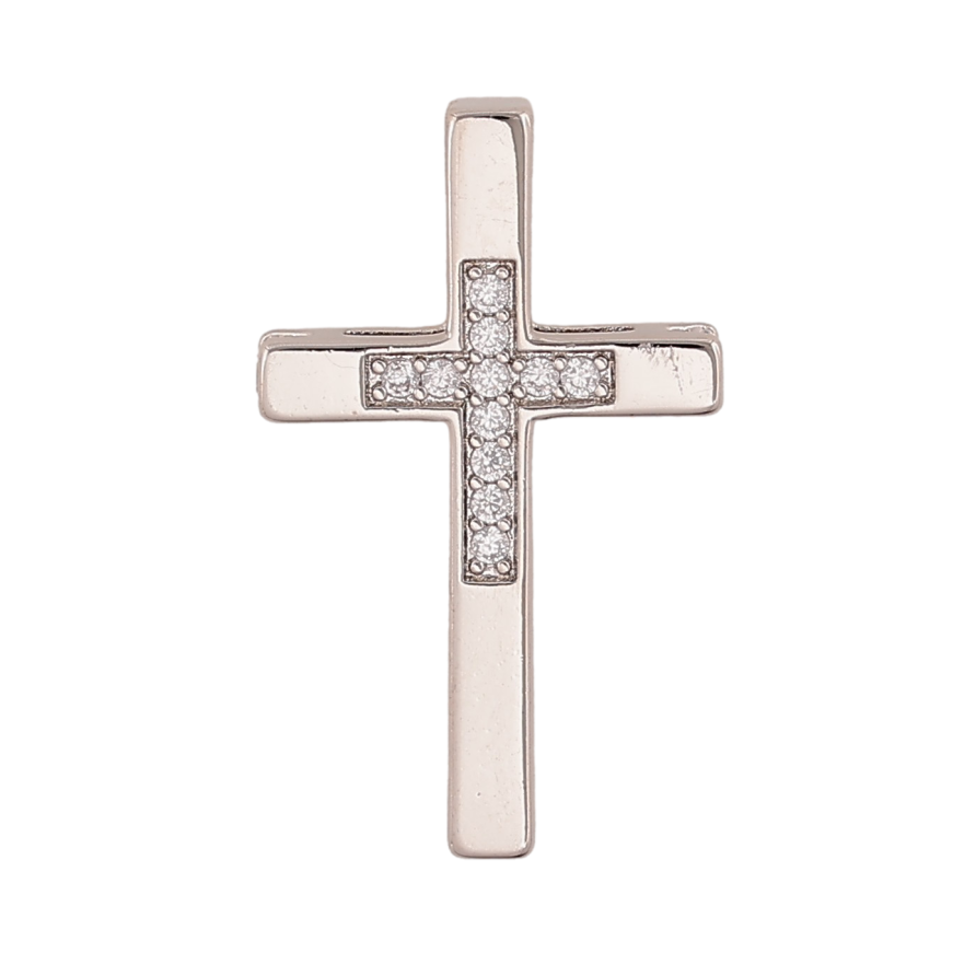 Кулон Xuping цвет Родий "Крест с кристаллами" для цепочки до 2мм фото №1