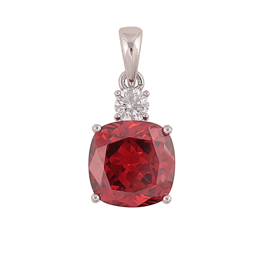 Кулон Xuping цвет Родий "Красный кристалл" для цепочки до 4мм фото №1