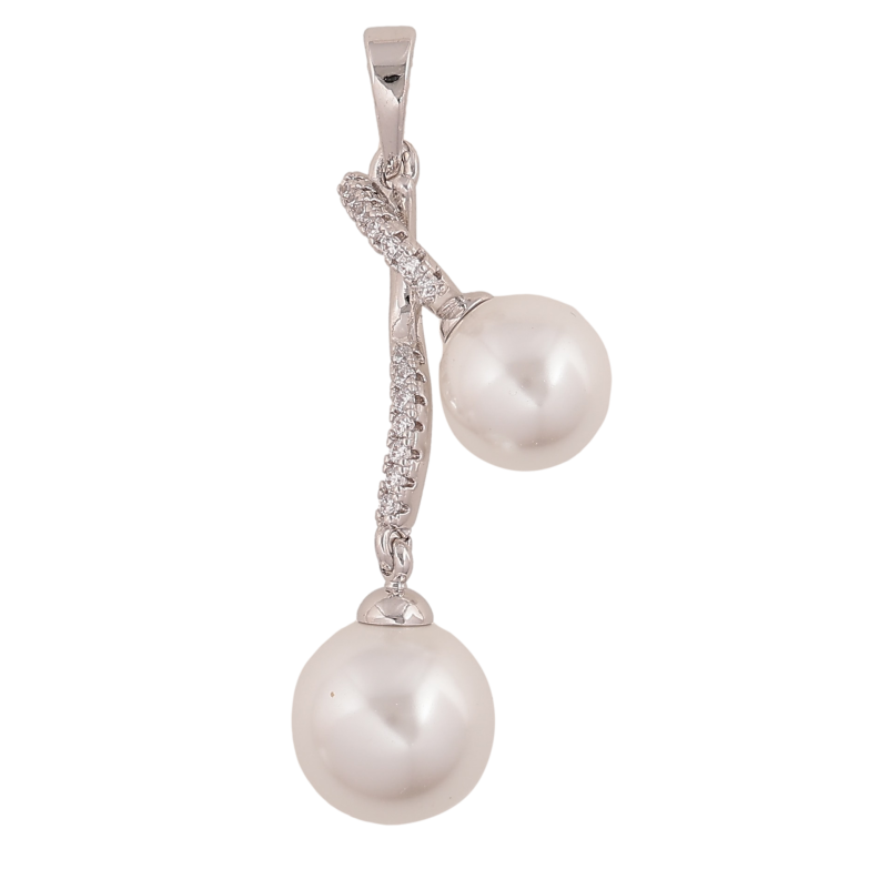 Кулон Xuping колір Родій "Візерунок з кристалами і перлинами" для ланцюжка до 6мм фото №6