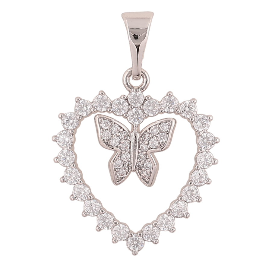 Кулон Xuping колір Родій "Серце з метеликом" для ланцюжка до 7мм фото №1