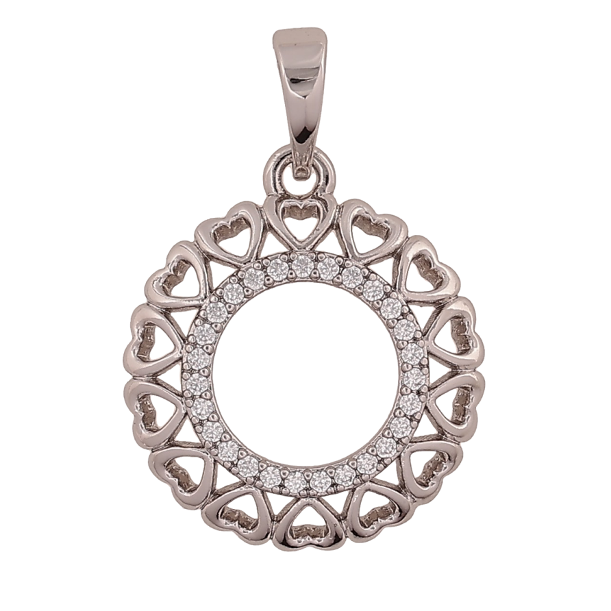 Кулон Xuping цвет Родий "Узор с сердечками и кристаллами" для цепочки до 6мм фото №1