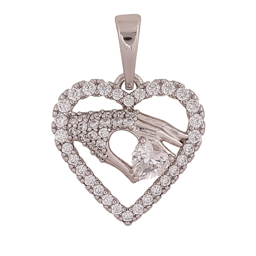 Кулон Xuping цвет Родий "Декоративное сердечко с кристаллами" для цепочки до 6мм фото №1