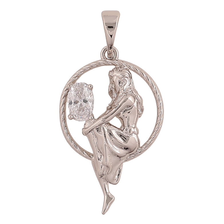 Кулон Xuping колір Родій "Дівчина з кристалом" для ланцюжка до 5мм фото №1