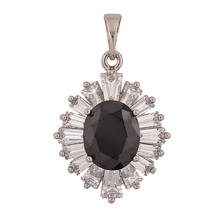 Кулон Xuping цвет Родий "Черный кристалл в лучистом обрамлении" для цепочки до 5мм фото №16
