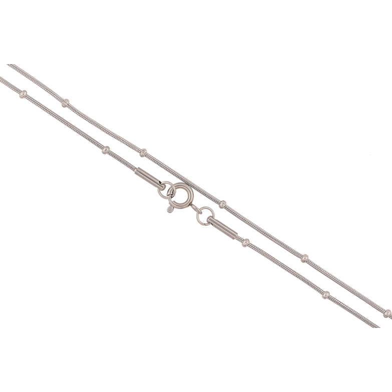 Ланцюжок Xuping ТТМ Stainless Steel колір Родій "Плетіння Ювелірний шнур з намистинами" довжина 45см х 1-2мм фото №2