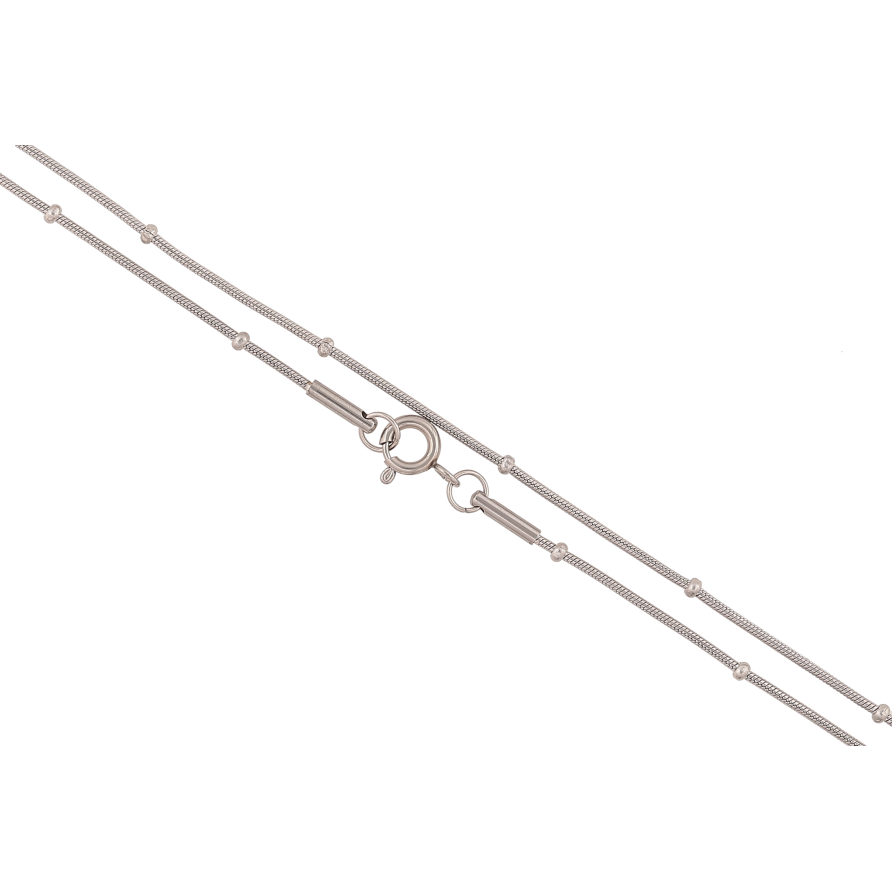 Ланцюжок Xuping ТТМ Stainless Steel колір Родій "Плетіння Ювелірний шнур з намистинами" довжина 45см х 1-2мм фото №1