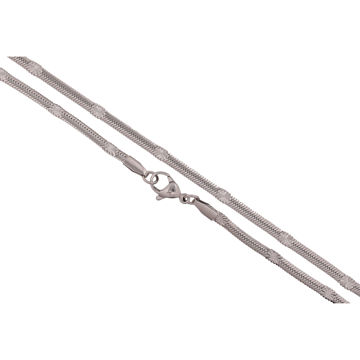 Ланцюжок Xuping ТТМ Stainless Steel колір Родій "Плетіння Снейк з візерунком" довжина 45см х 3мм фото №15 Ланцюжок Xuping ТТМ Stainless Steel колір Родій "Плетіння Снейк з візерунком" довжина 45см х 3мм фото №15