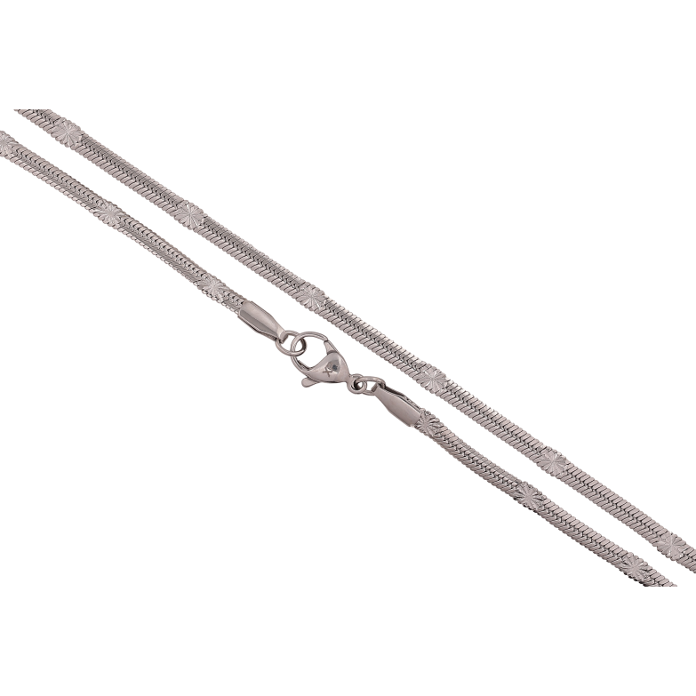 Ланцюжок Xuping ТТМ Stainless Steel колір Родій "Плетіння Снейк з візерунком" довжина 45см х 3мм фото №1 Ланцюжок Xuping ТТМ Stainless Steel колір Родій "Плетіння Снейк з візерунком" довжина 45см х 3мм фото №1