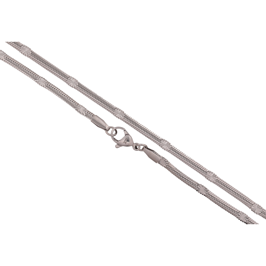 Ланцюжок Xuping ТТМ Stainless Steel колір Родій "Плетіння Снейк з візерунком" довжина 45см х 3мм фото №1 Ланцюжок Xuping ТТМ Stainless Steel колір Родій "Плетіння Снейк з візерунком" довжина 45см х 3мм фото №1