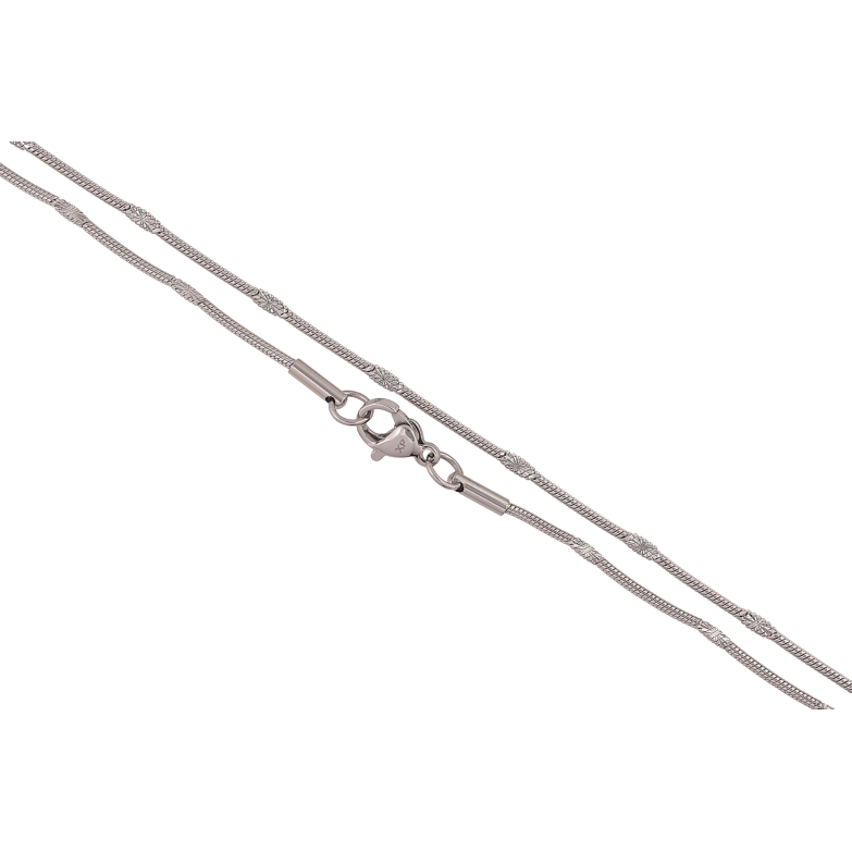 Ланцюжок Xuping ТТМ Stainless Steel колір Родій "Плетіння Ювелірний шнур з прокаткою" довжина 45см х 2мм фото №1