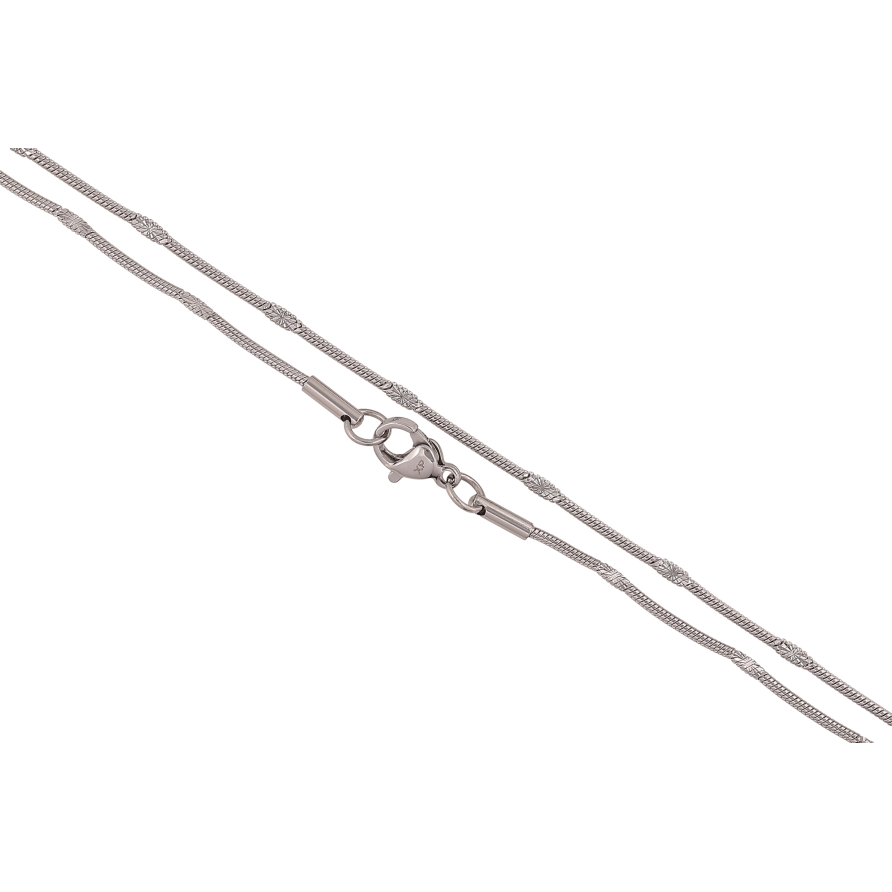 Ланцюжок Xuping ТТМ Stainless Steel колір Родій "Плетіння Ювелірний шнур з прокаткою" довжина 45см х 2мм фото №1