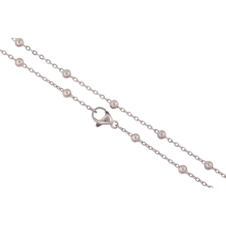 Ланцюжок Xuping ТТМ Stainless Steel колір Родій "Плетіння Якірне з намистинами" довжина 45см х 1.5-3мм фото №2