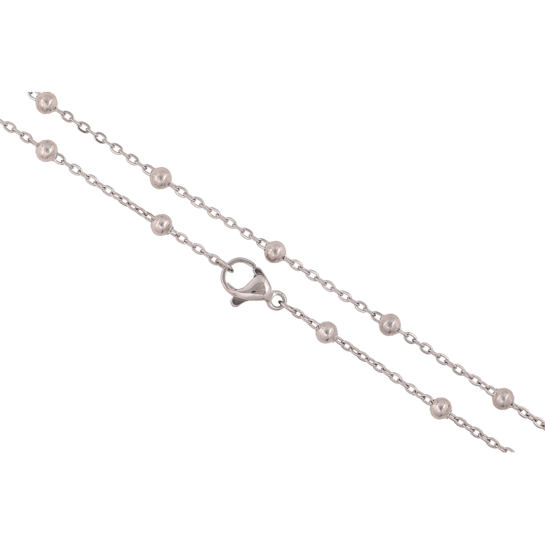 Ланцюжок Xuping ТТМ Stainless Steel колір Родій "Плетіння Якірне з намистинами" довжина 45см х 1.5-3мм фото №1