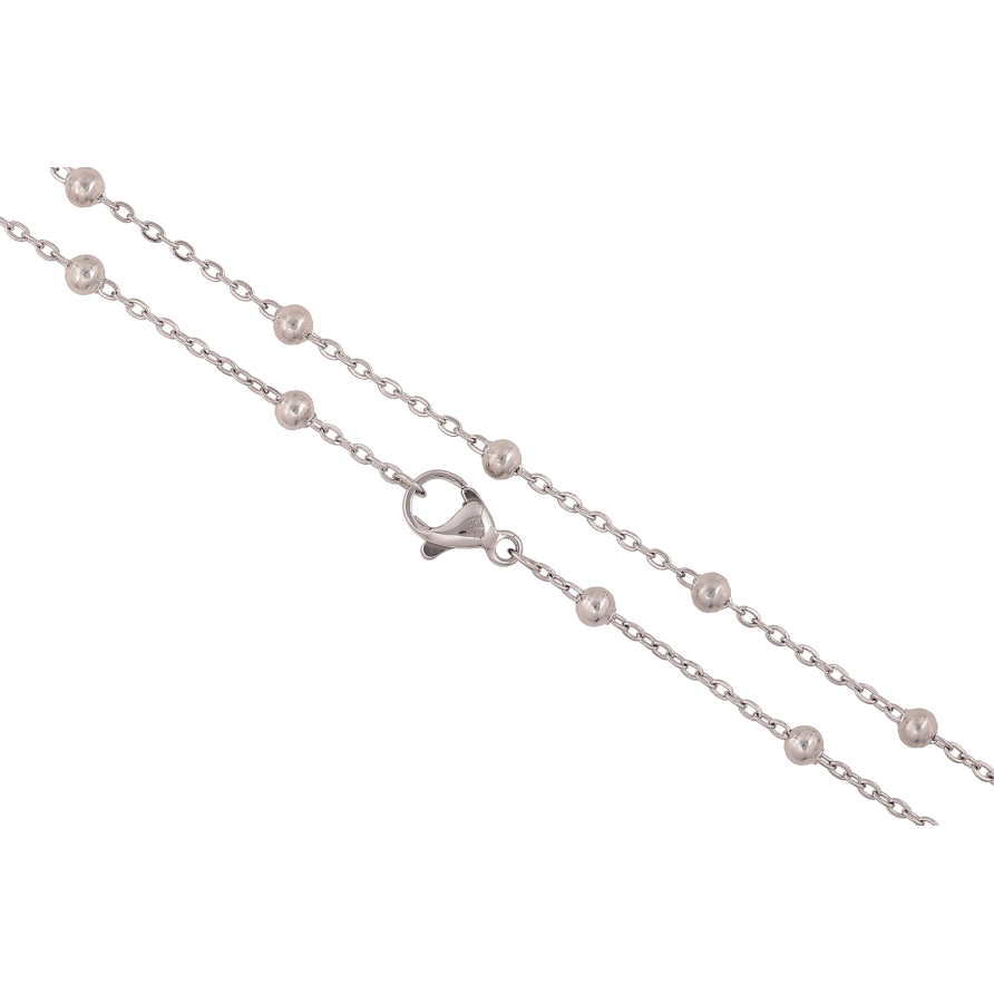 Ланцюжок Xuping ТТМ Stainless Steel колір Родій "Плетіння Якірне з намистинами" довжина 45см х 1.5-3мм фото №1