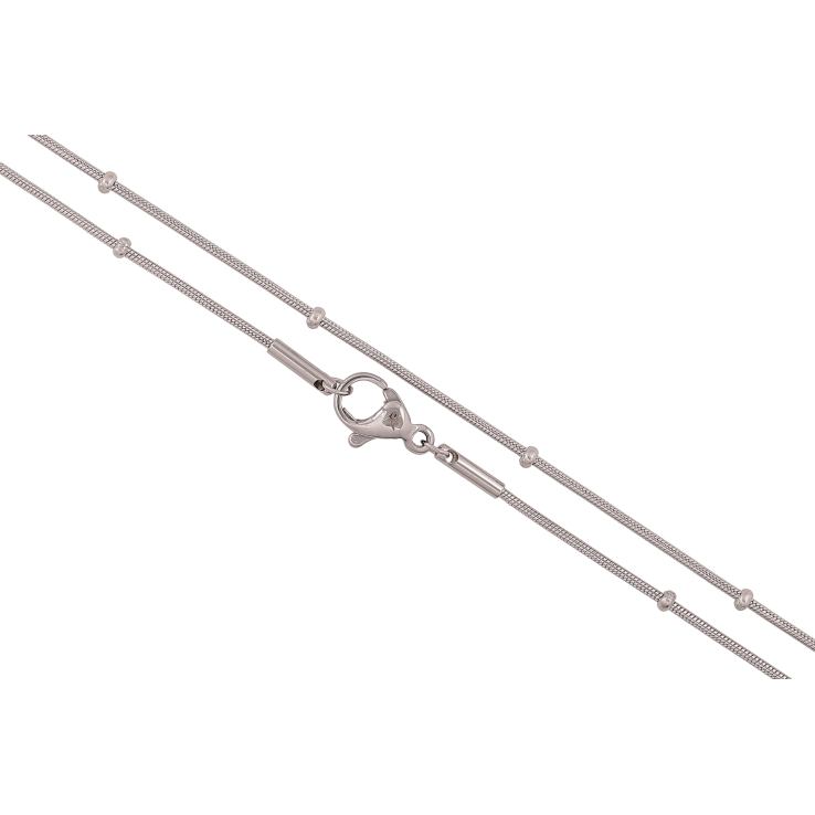 Ланцюжок Xuping ТТМ Stainless Steel колір Родій "Плетіння Ювелірний шнур з намистинами" довжина 45см х 1-2мм фото №8