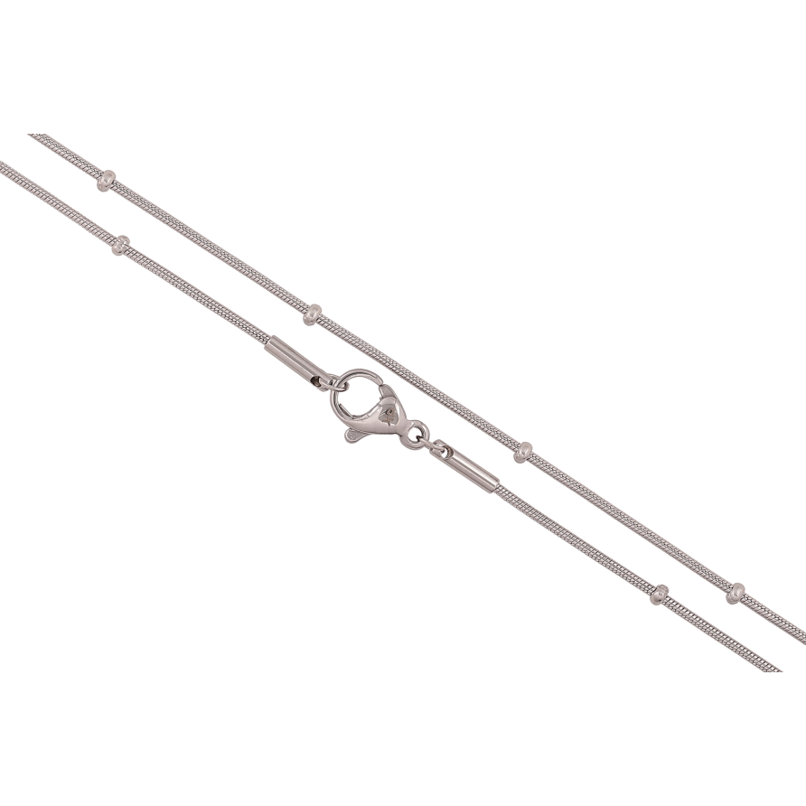 Ланцюжок Xuping ТТМ Stainless Steel колір Родій "Плетіння Ювелірний шнур з намистинами" довжина 45см х 1-2мм фото №1 Ланцюжок Xuping ТТМ Stainless Steel колір Родій "Плетіння Ювелірний шнур з намистинами" довжина 45см х 1-2мм фото №1