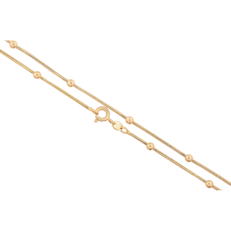 Ланцюжок Xuping колір Позолота 14K "Плетіння Ювелірний шнур з намистинами" довжина 45см х 1-3мм фото №4