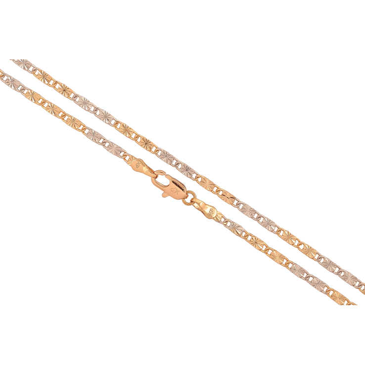 Цепочка Xuping цвет Позолота 18K + Родий "Плетение Морская цепь с узором" длина 50см х 3мм фото №15