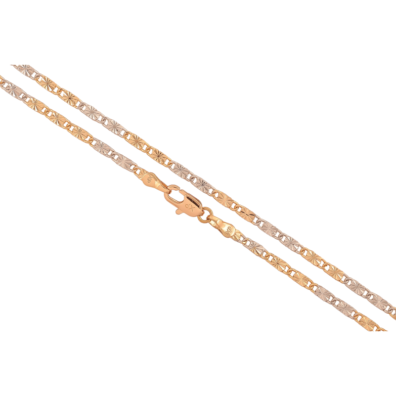 Ланцюжок Xuping колір Позолота 18K + Родій "Плетіння Морський ланцюг з візерунком" довжина 50см х 3мм фото №1
