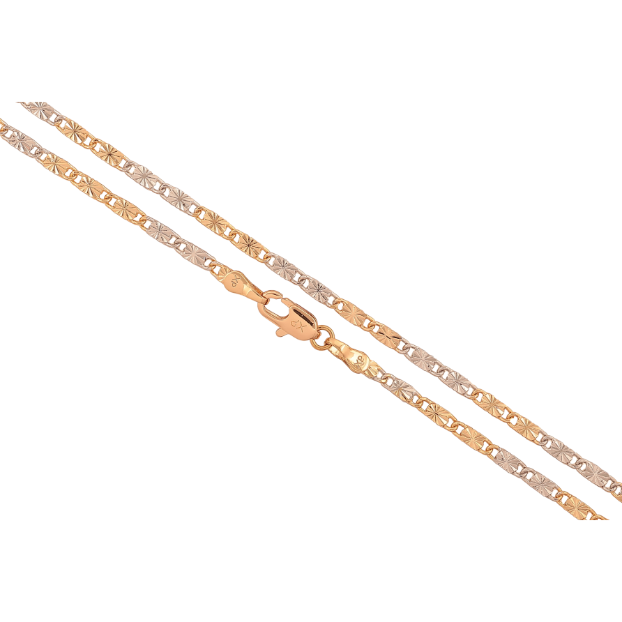 Цепочка Xuping цвет Позолота 18K + Родий "Плетение Морская цепь с узором" длина 50см х 3мм фото №1