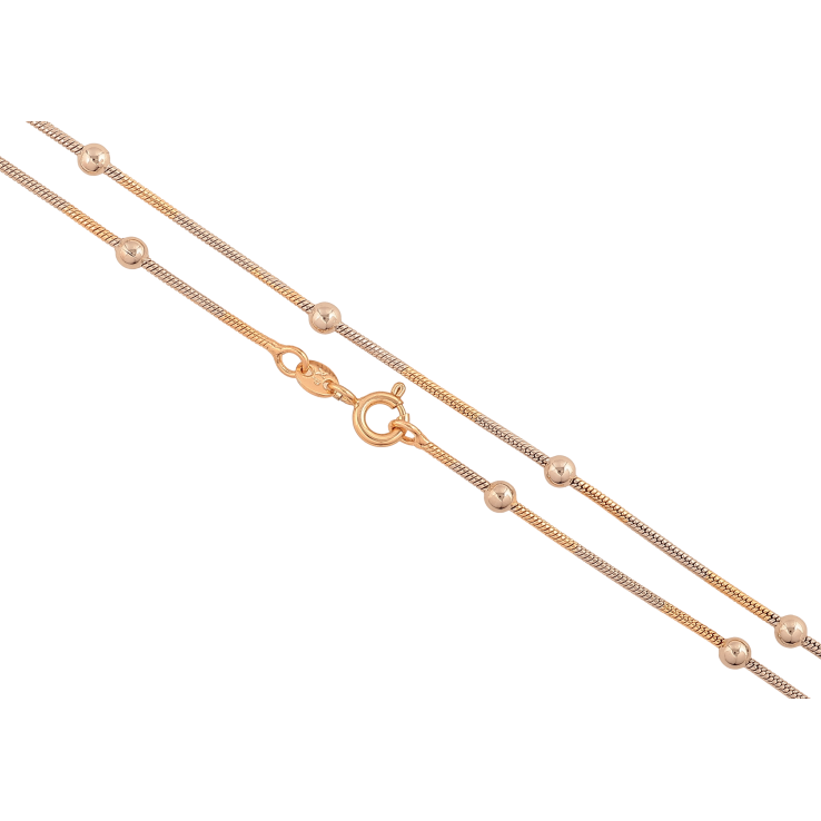 Цепочка Xuping цвет Позолота 18K + Родий "Плетение Ювелирный шнур с бусинами" длина 45см х 1-3мм фото №17