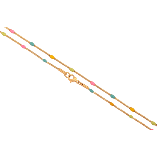 Цепочка Xuping цвет Позолота 18K "Плетение Ювелирный шнур с разноцветной эмалью" длина 45см х 1-2мм фото №1